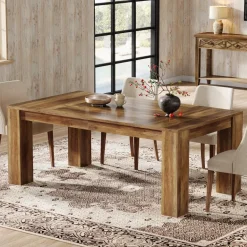 Flash Sale Tribesigns 63" Dining Table, Farmhouse Kitchen Dinner Table for 4 - 6 People