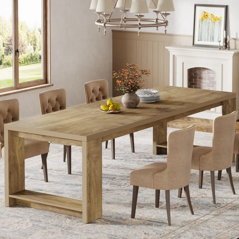 Discount Tribesigns 86" Dining Table, Farmhouse Kitchen Dinner Table For 8 - 10 People
