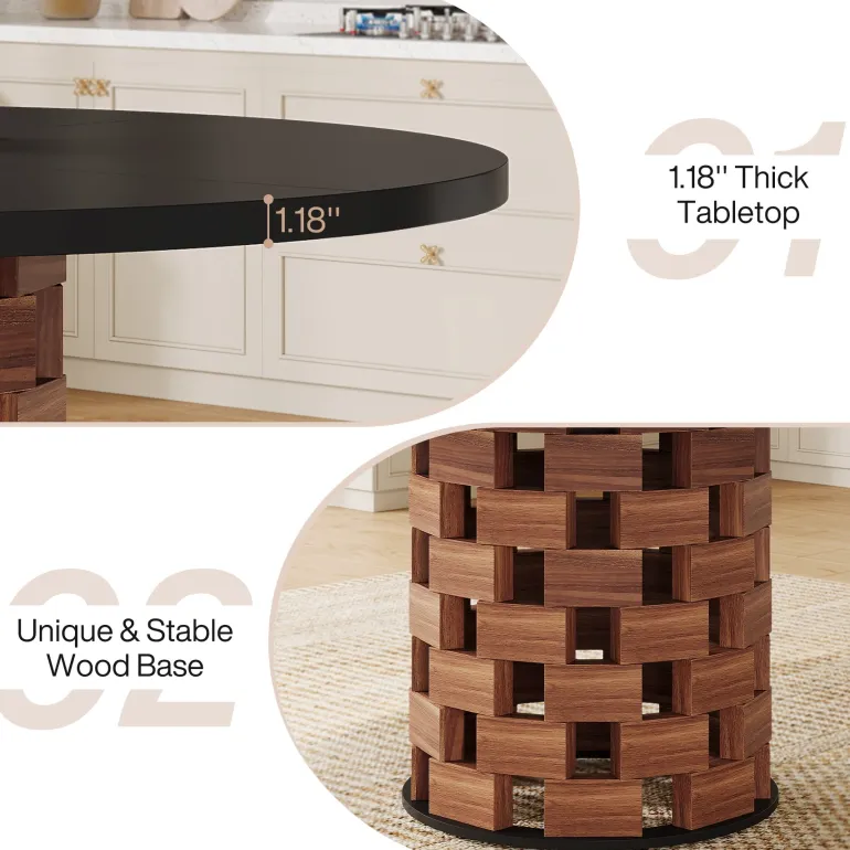 Shop Tribesigns 47" Dining Table, Farmhouse Round Kitchen Table for 4 - 6 People