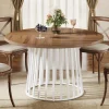Sale Tribesigns 47" Dining Table, Farmhouse Round Kitchen Table for 4 - 6