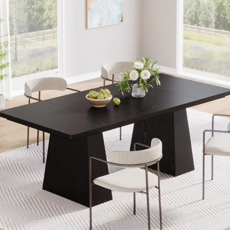 Clearance Tribesigns 63" Dining Table, Farmhouse Wood Kitchen Table for 6 People
