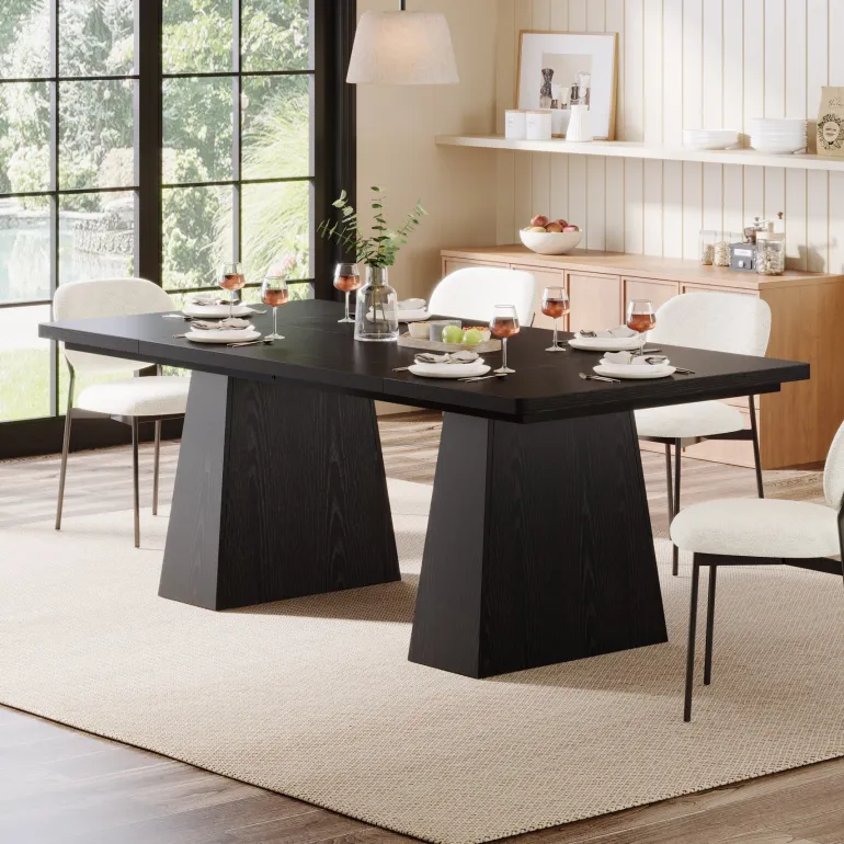 Clearance Tribesigns 63" Dining Table, Farmhouse Wood Kitchen Table for 6 People