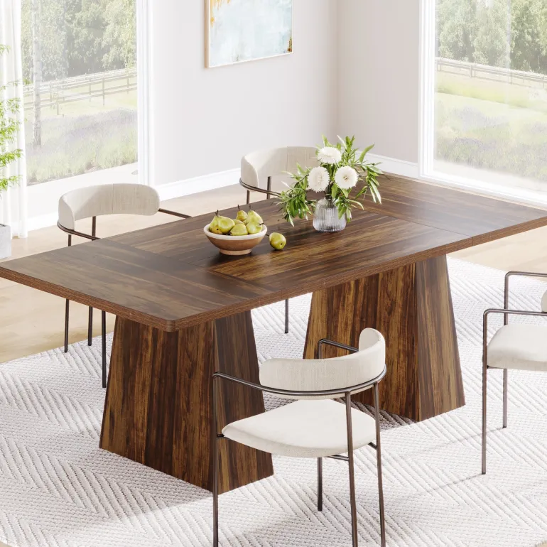 Clearance Tribesigns 63" Dining Table, Farmhouse Wood Kitchen Table for 6 People