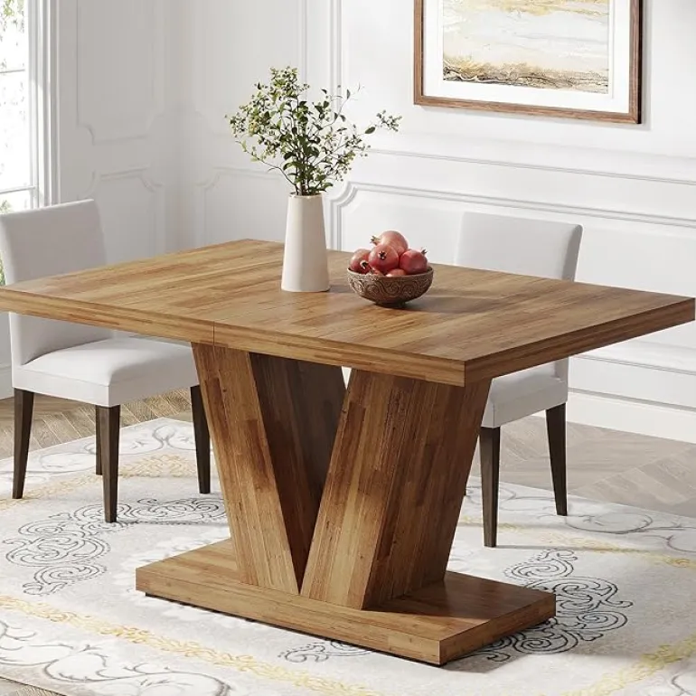 Outlet Tribesigns 47" Dining Table, Farmhouse Wooden Kitchen Dinner Table with Duty Pedestal