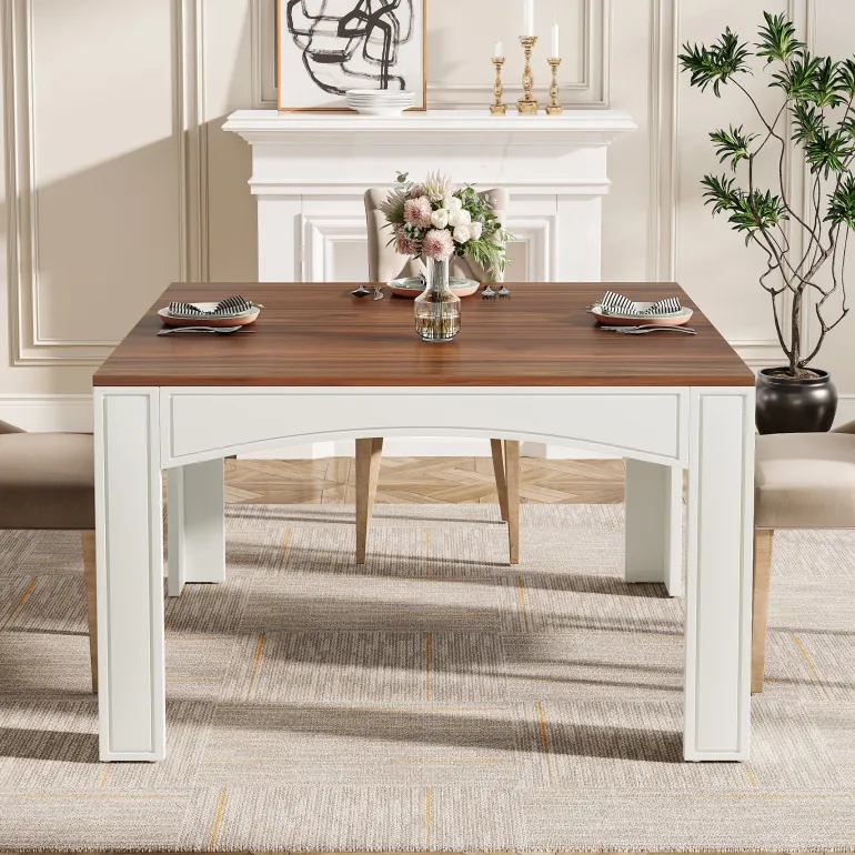 Fashion Tribesigns 39" Dining Table, Farmhouse Wood Kitchen Table Dinner Table for 4