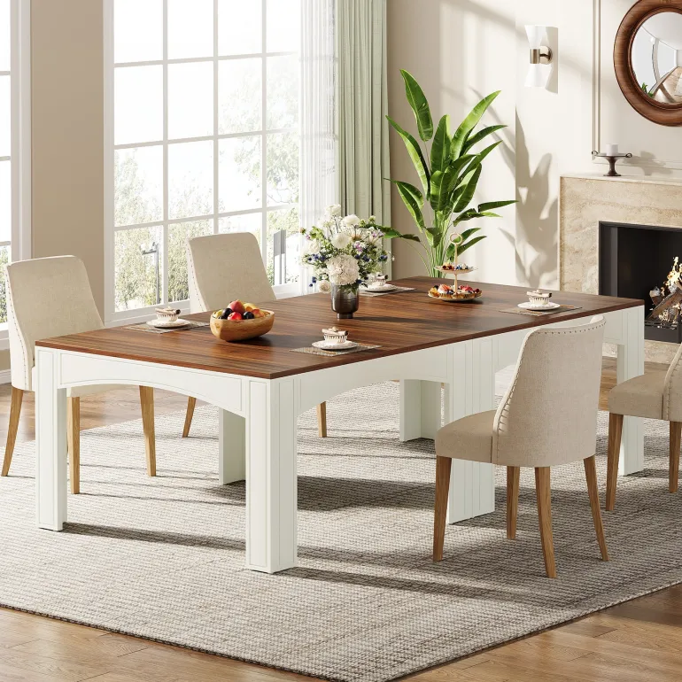 Fashion Tribesigns 39" Dining Table, Farmhouse Wood Kitchen Table Dinner Table for 4