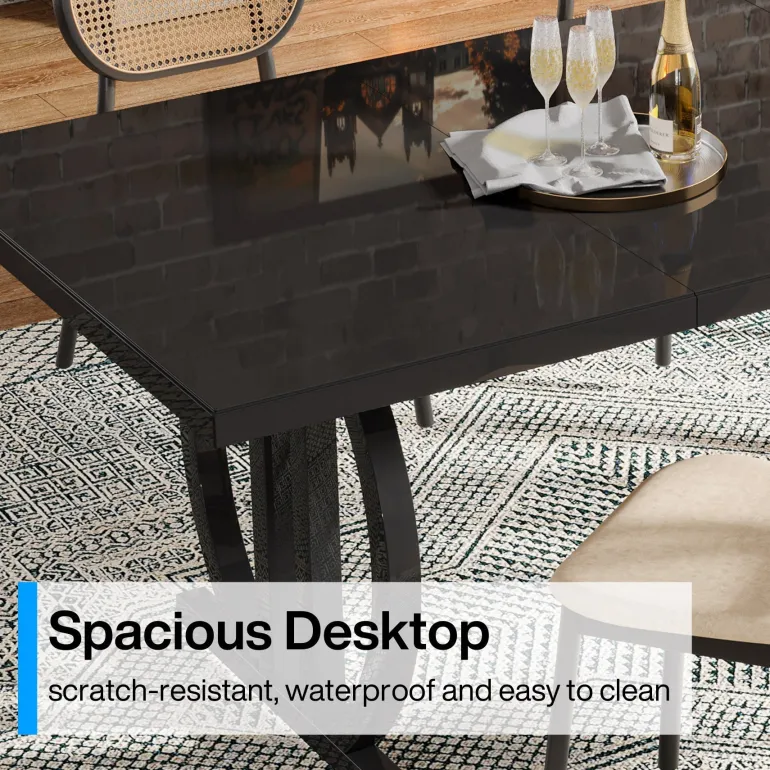 Sale Tribesigns 63" Dining Table for 4 - 6 People, Modern Kitchen Dinner Table with Metal Frame