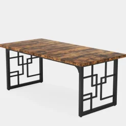 New Tribesigns 63" Dining Table for 4-6 People, Rectangular Wooden Dinner Kitchen Table