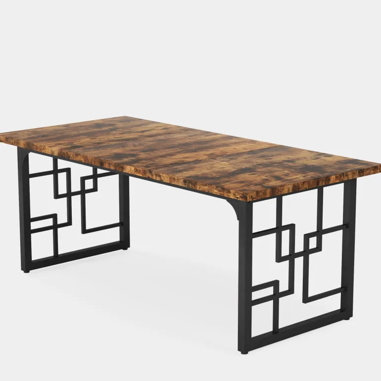 New Tribesigns 63" Dining Table for 4-6 People, Rectangular Wooden Dinner Kitchen Table