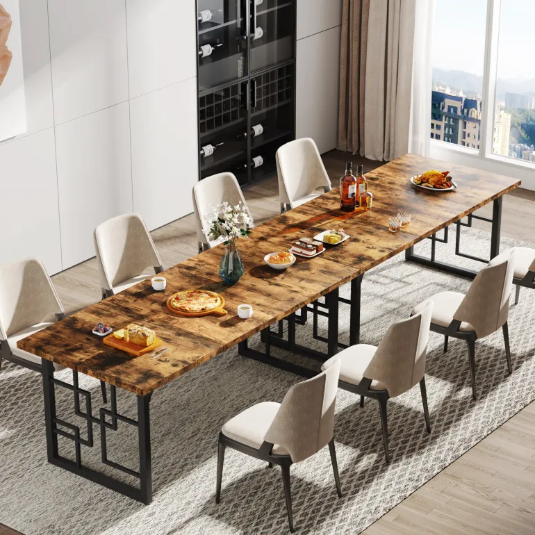 New Tribesigns 63" Dining Table for 4-6 People, Rectangular Wooden Dinner Kitchen Table