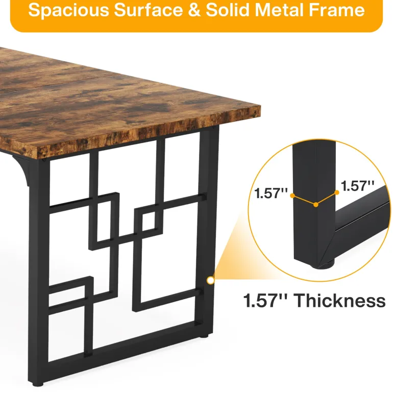 New Tribesigns 63" Dining Table for 4-6 People, Rectangular Wooden Dinner Kitchen Table
