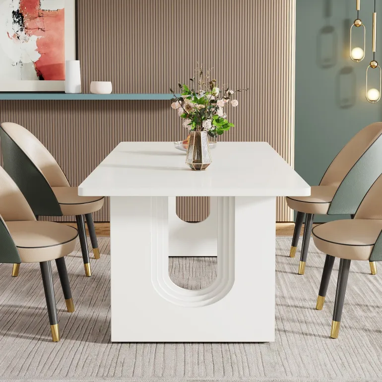 Best Sale Tribesigns 71" Dining Table for 6 to 8 People, Modern Wood Kitchen Dinner Table