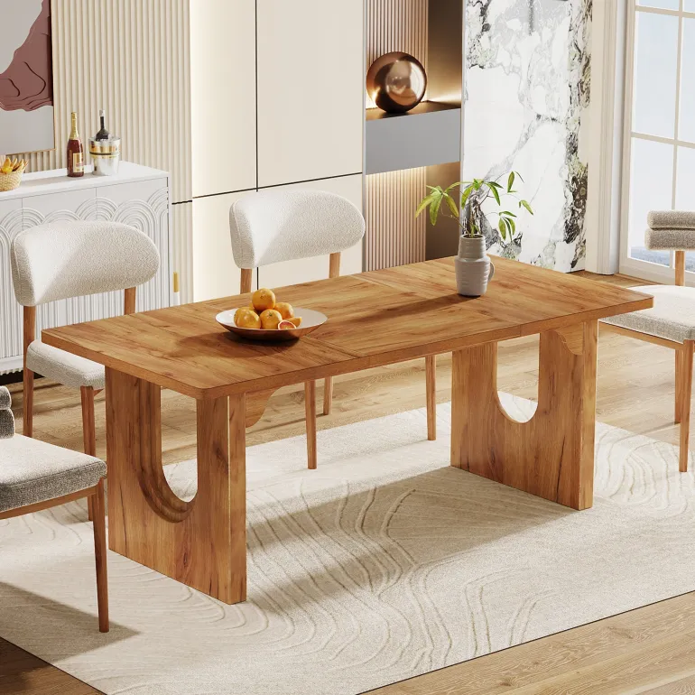 Best Sale Tribesigns 71" Dining Table for 6 to 8 People, Modern Wood Kitchen Dinner Table