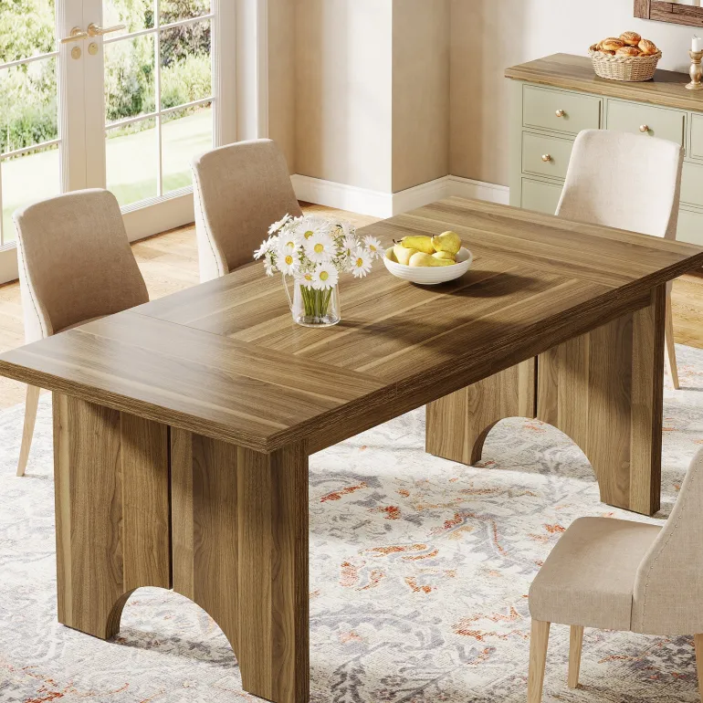 New Tribesigns 63" Dining Table, Framhouse Kitchen DInner Table For 6 people