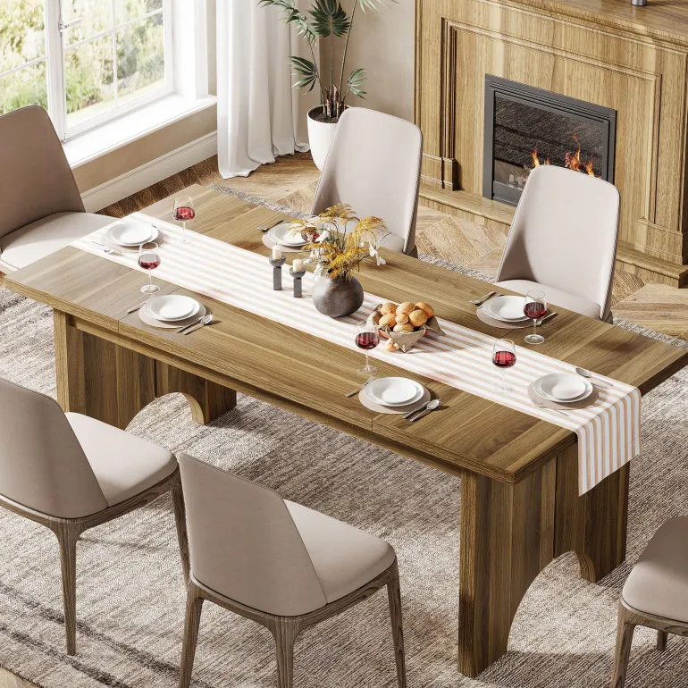 New Tribesigns 63" Dining Table, Framhouse Kitchen DInner Table For 6 people
