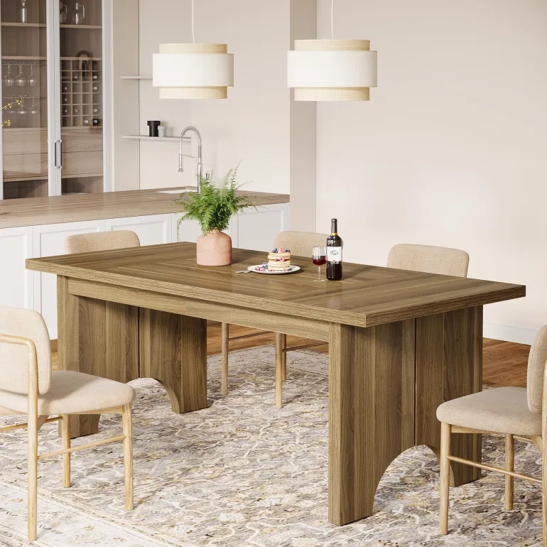 New Tribesigns 63" Dining Table, Framhouse Kitchen DInner Table For 6 people