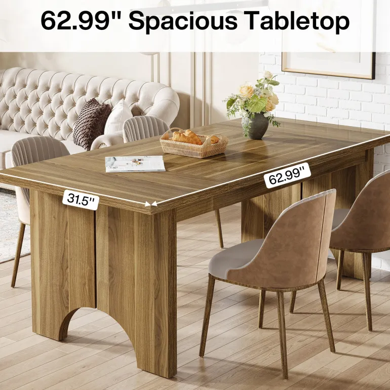 New Tribesigns 63" Dining Table, Framhouse Kitchen DInner Table For 6 people