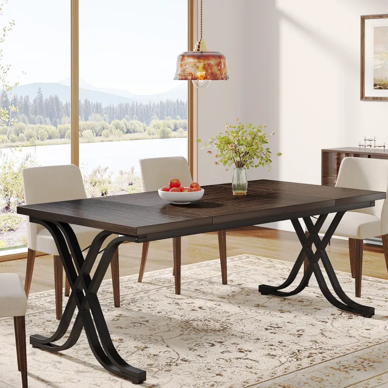 Shop Tribesigns 63" Dining Table, Large Wood Kitchen Table for 4 - 6 People