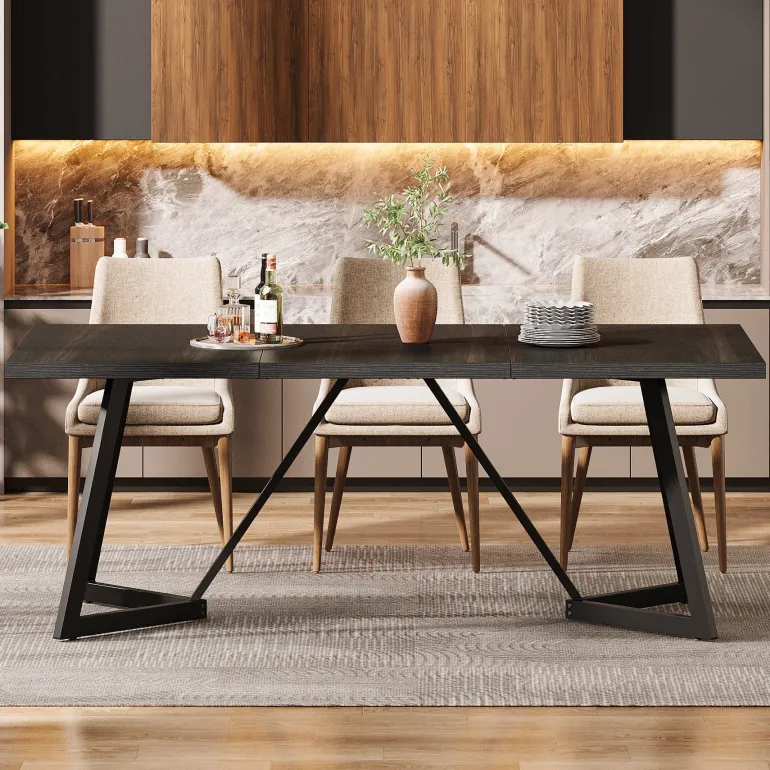 Discount Tribesigns 70.8" Dining Table, Modern Rectangular Kitchen Table for 6 - 8