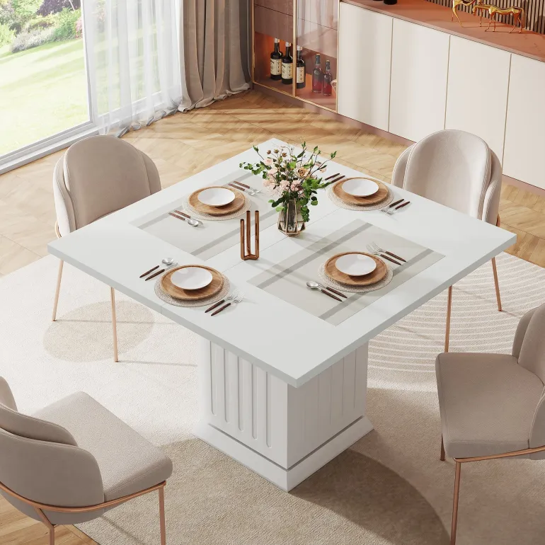 Best Sale Tribesigns 35" Dining Table, Modern Square Kitchen Table for 4
