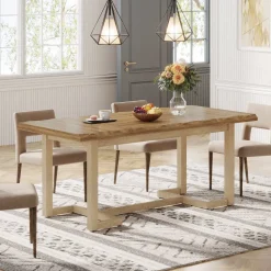 Best Tribesigns 63" Dining Table, Rectangular Wood Kitchen Table for 4-6
