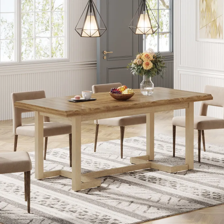 Best Tribesigns 63" Dining Table, Rectangular Wood Kitchen Table for 4-6