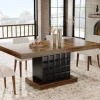 Online Tribesigns 63" Dining Table, Rectangular Kitchen Table with Geometric Relief for 4 - 6