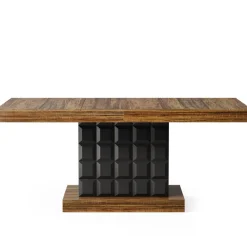Online Tribesigns 63" Dining Table, Rectangular Kitchen Table with Geometric Relief for 4 - 6