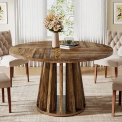 Outlet Tribesigns 47" Dining Table, Round Kitchen Table For 4 - 6 People