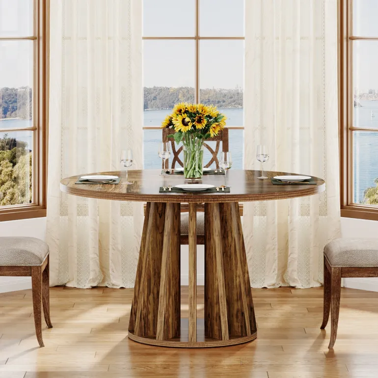 Outlet Tribesigns 47" Dining Table, Round Kitchen Table For 4 - 6 People