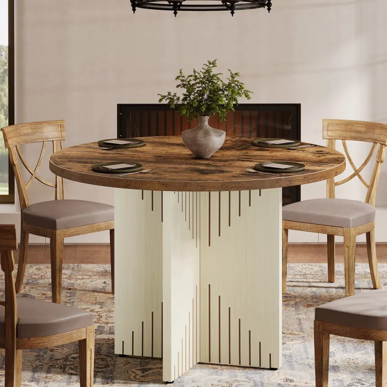 Cheap Tribesigns 39" Dining Table, Round Kitchen Table Dinner Table with Pedestal Base