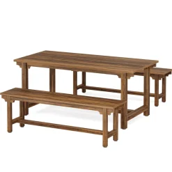 Outlet Tribesigns 55" Dining Table Set, 3 - Piece Kitchen Table Set with 2 Benches