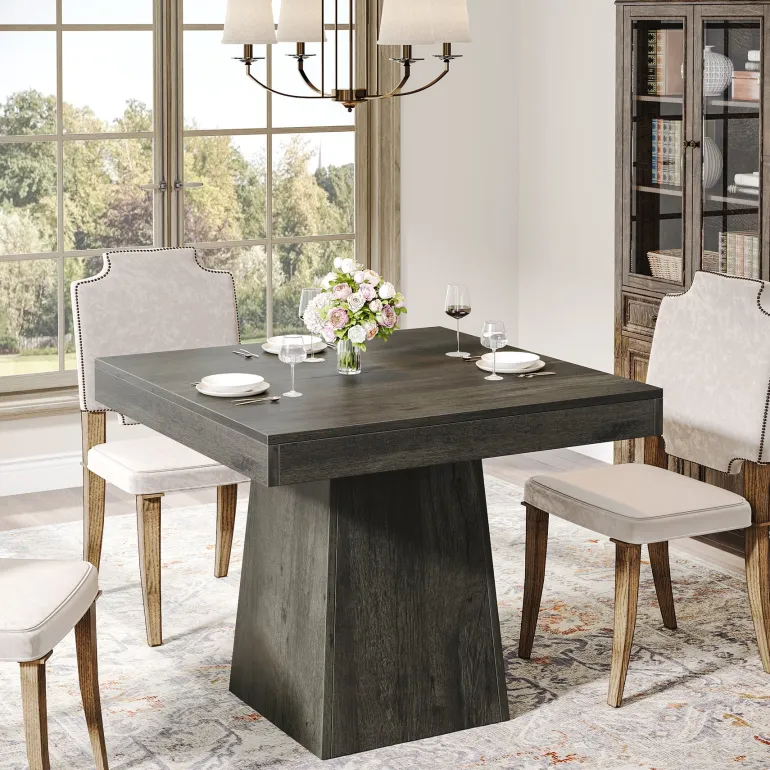 Store Tribesigns 31.5" Dining Table, Square Farmhouse Kitchen Table Dinner Table