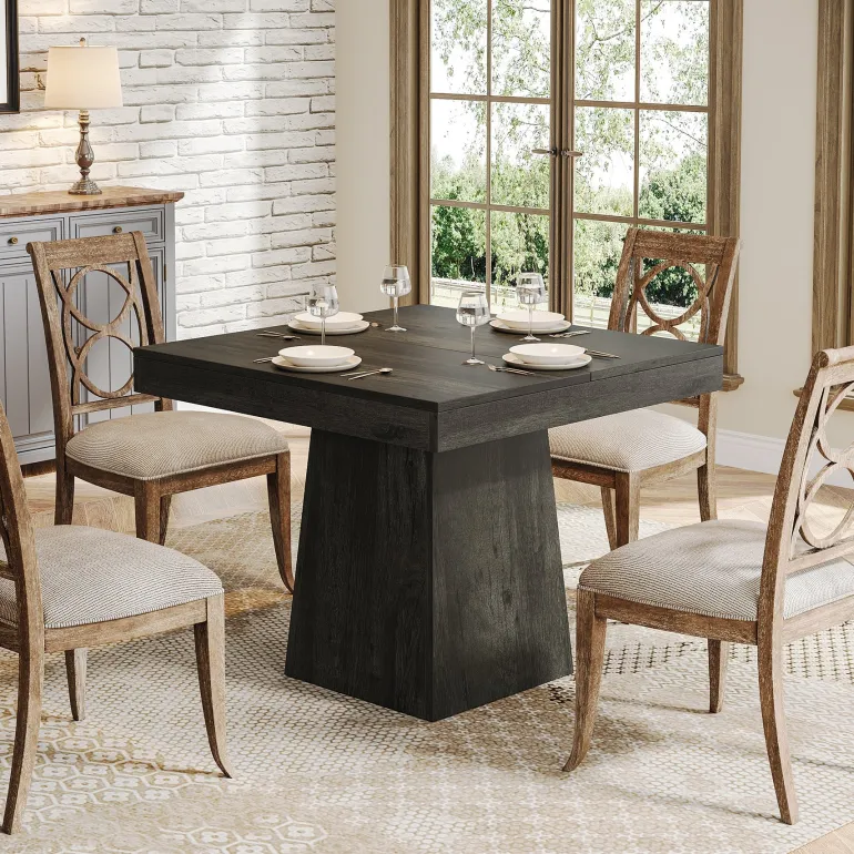 Store Tribesigns 31.5" Dining Table, Square Farmhouse Kitchen Table Dinner Table