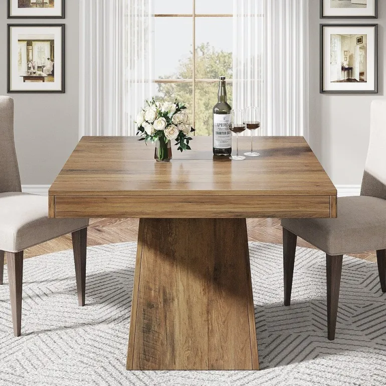Store Tribesigns 31.5" Dining Table, Square Farmhouse Kitchen Table Dinner Table