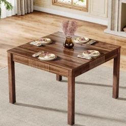 Online Tribesigns 39" Dining Table, Square Kitchen Table Writing Table with 4 drawers