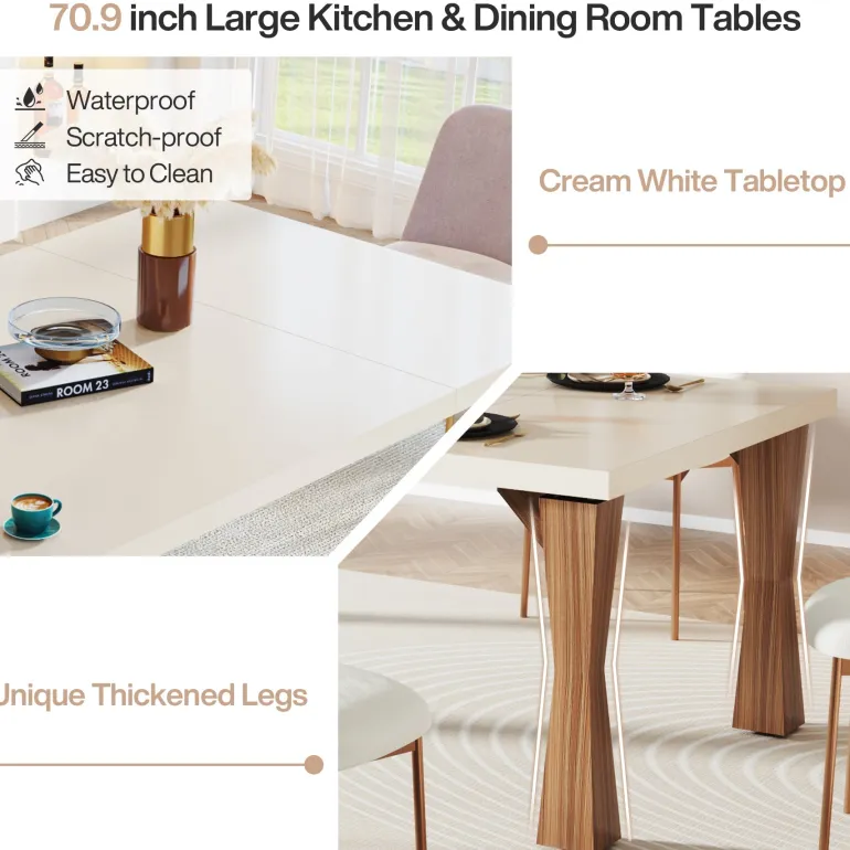 Online Tribesigns 70.8" Dining Table, Sturdy Rectangular Kitchen Table for 6-8