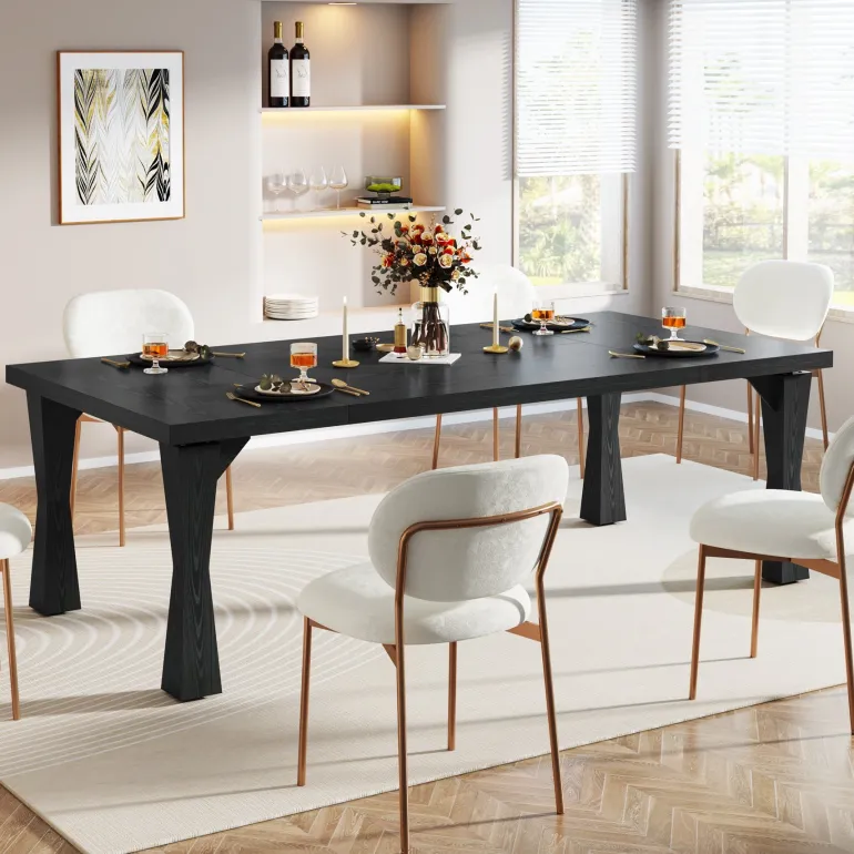 Online Tribesigns 70.8" Dining Table, Sturdy Rectangular Kitchen Table for 6-8