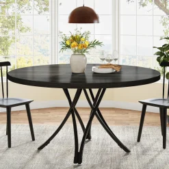 Fashion Tribesigns 47" Dining Table, Wood Circle Kitchen Table for 4