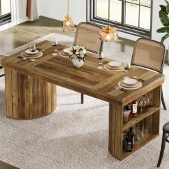 Flash Sale Tribesigns 63" Dining Table, Wood Dinner Table Kitchen Table For 4 - 6 People