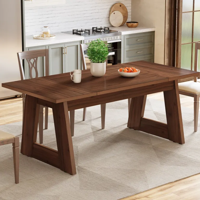 Fashion Tribesigns 63" Dining Table, Wood Farmhouse Kitchen Table for 4-6