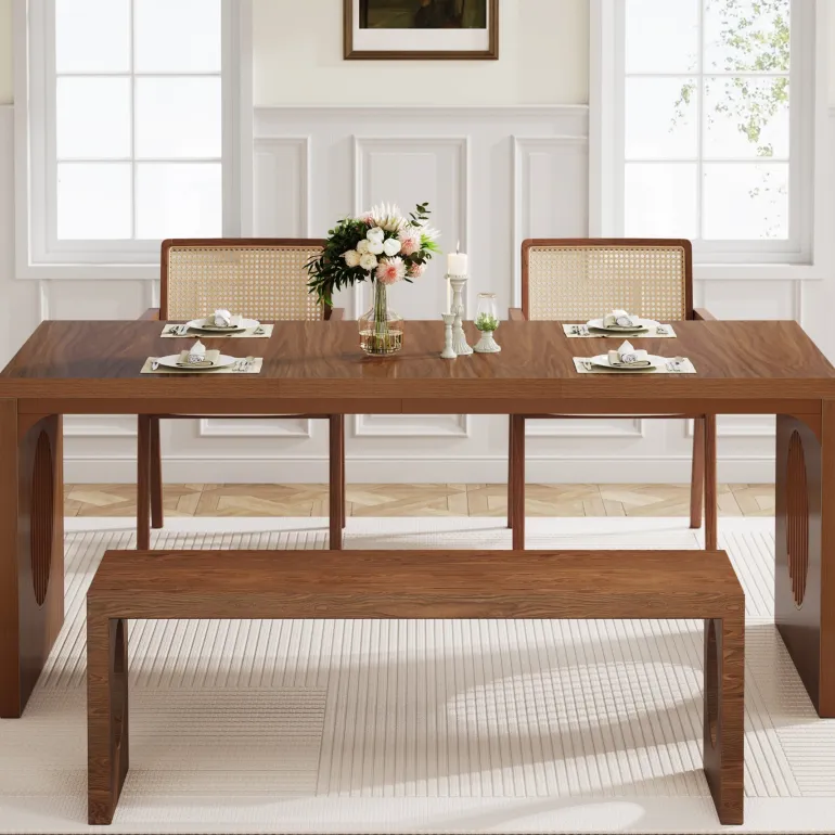 Shop Tribesigns 62.99" Dining Table, Wood Farmhouse Kitchen Table For 4-6