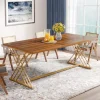 Discount Tribesigns 63" Dining Table Wood Kitchen Dinner Table with Metal Frame