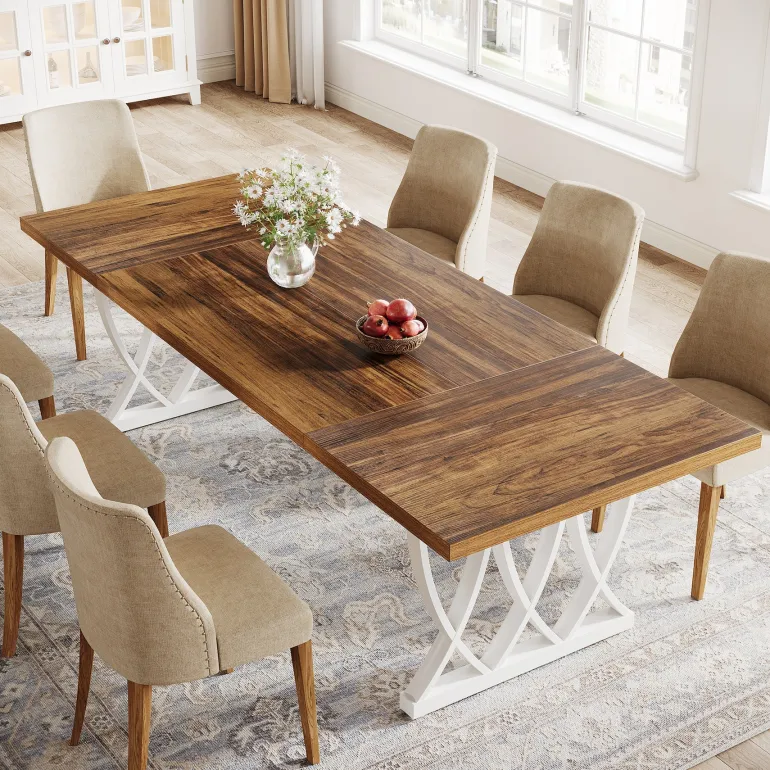 Outlet Tribesigns 70.8" Dining Table, Wood Kitchen Table Dinner Table for 6 - 8 People