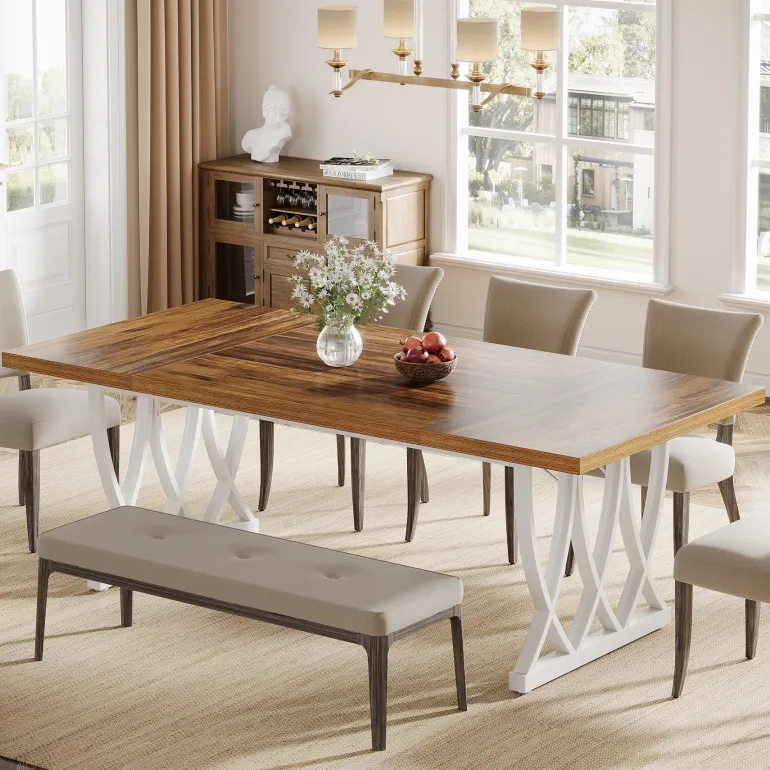 Outlet Tribesigns 70.8" Dining Table, Wood Kitchen Table Dinner Table for 6 - 8 People