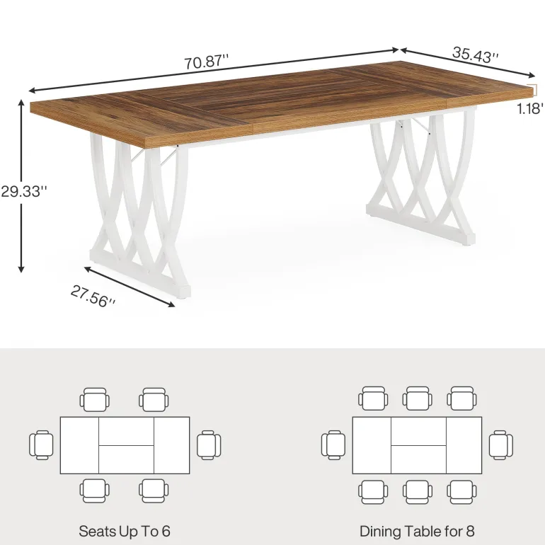 Outlet Tribesigns 70.8" Dining Table, Wood Kitchen Table Dinner Table for 6 - 8 People