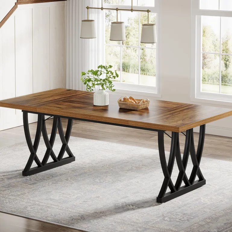 Outlet Tribesigns 70.8" Dining Table, Wood Kitchen Table Dinner Table for 6 - 8 People