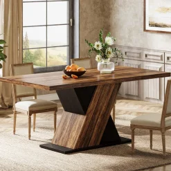 Best Tribesigns 55" Dining Table, Wood Kitchen Dinner Table for 4 - 6
