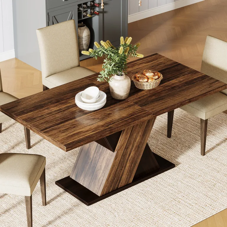 Best Tribesigns 55" Dining Table, Wood Kitchen Dinner Table for 4 - 6