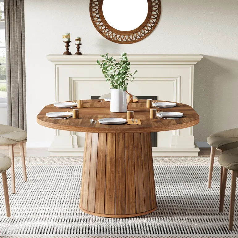 New Tribesigns 55" Dining Table, Wood Oval Kitchen Dinner Table